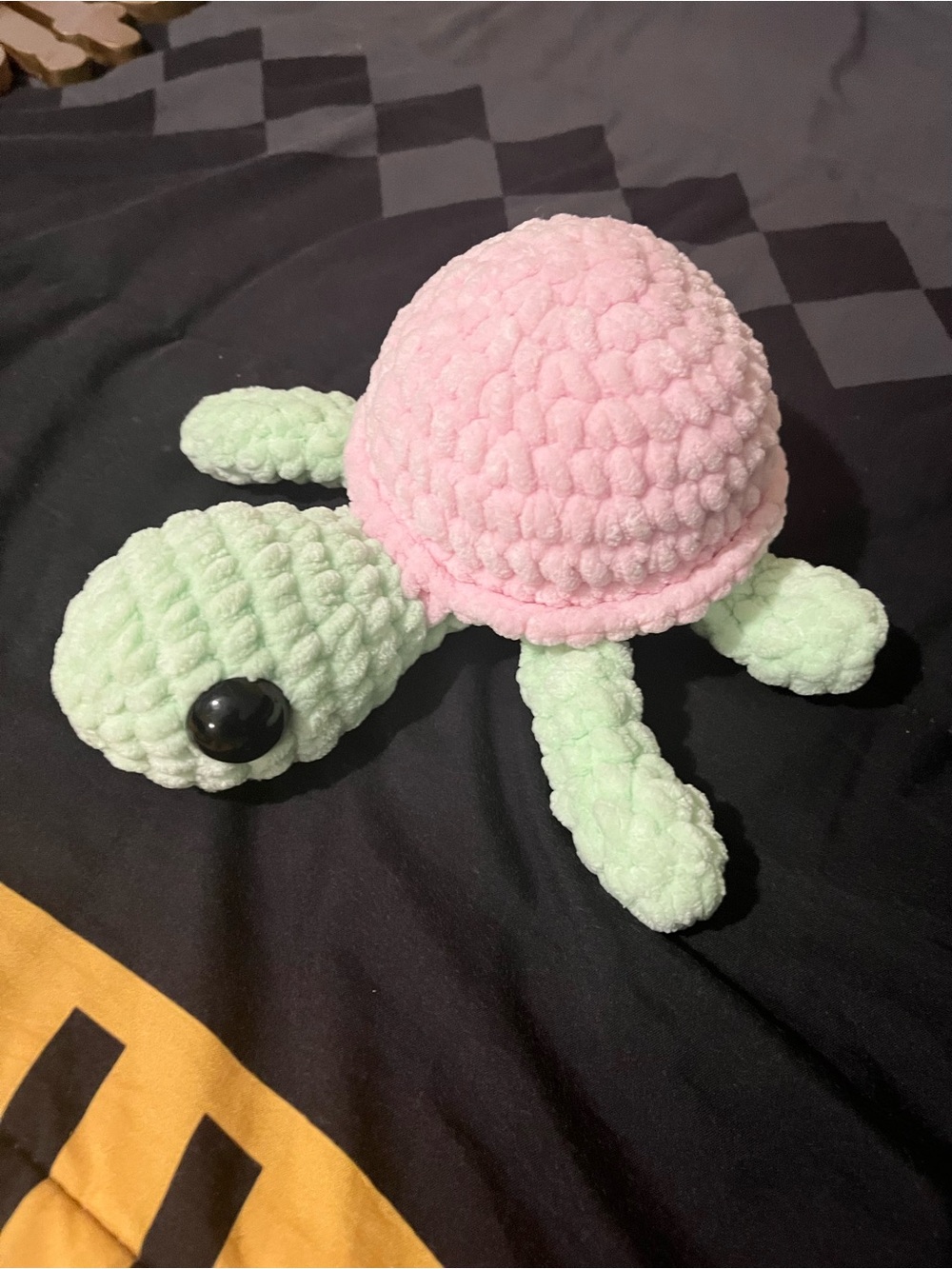 Plush Turtle Pet Toy in Pink and Mint Green by